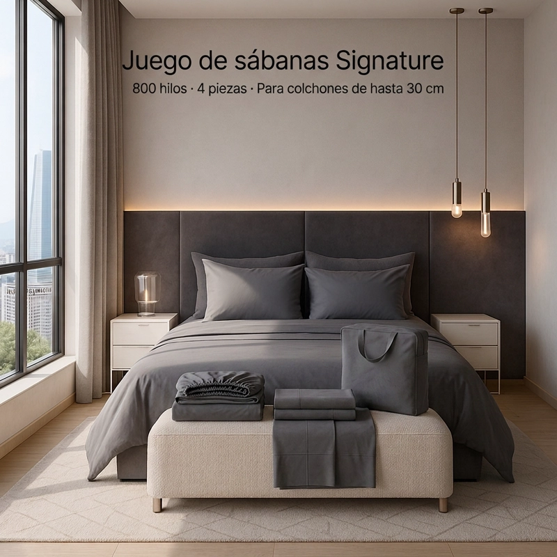 SABANAS 800 HILOS SIGNATURE AZUL ACERO 2 PLAZAS 794 - 8