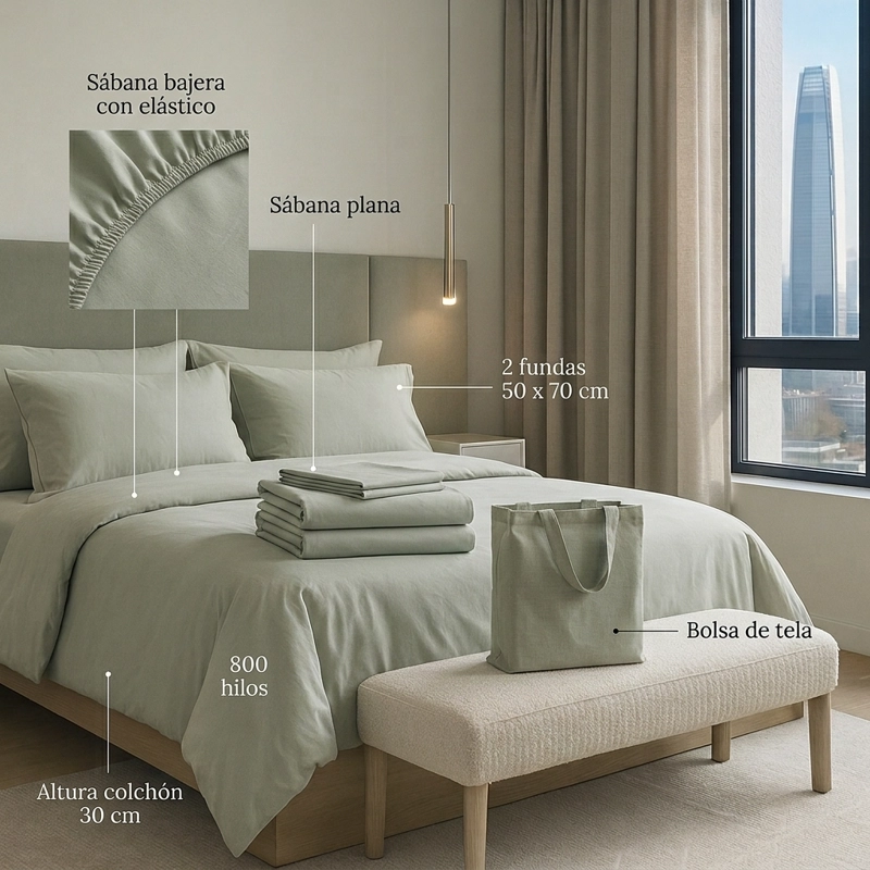 SABANAS 800 HILOS SIGNATURE GRIS 2 PLAZAS 794 - 6
