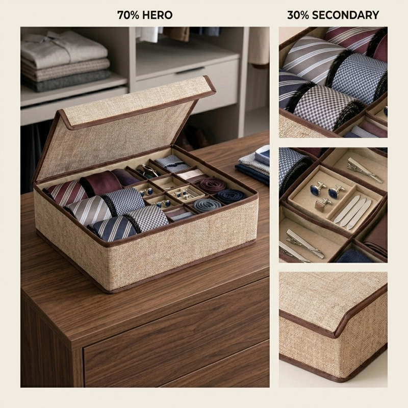 ORGANIZADOR CORBATAS Y ACCESORIOS BEIGE 607 - 7