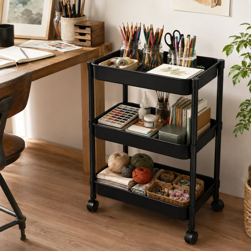 ORGANIZADOR DE COCINA CON RUEDA 3 NIVELES NEGRO PLASTICO 800 - 5