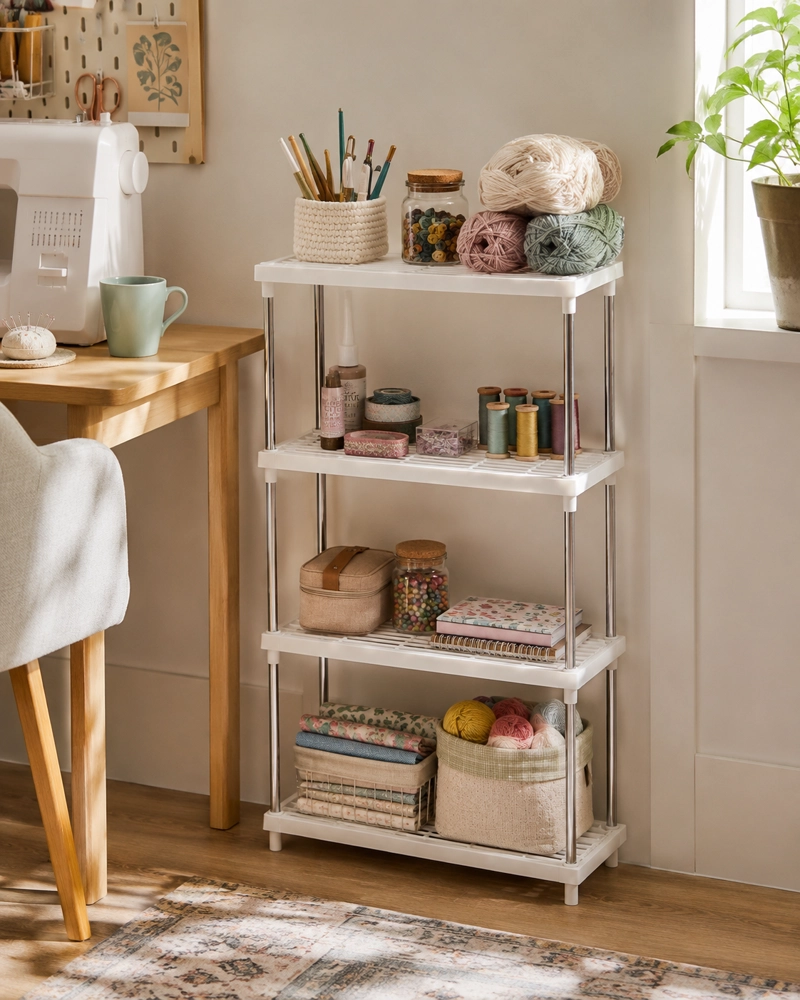 ESTANTE ORGANIZADOR 4 NIVELES UTILES ESCOLARES 171 BLANCO  PLASTICO Y METAL - 1
