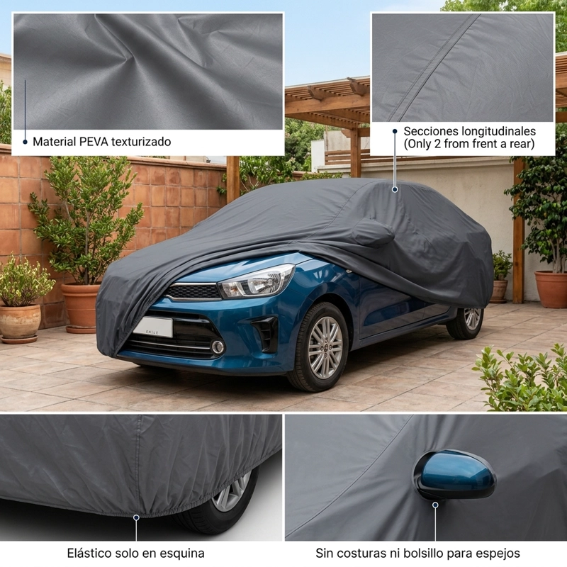 FUNDA CUBRE AUTO GRIS PLOMO PROTECTORA SOLUTO CALIDAD PREMIUM - 1