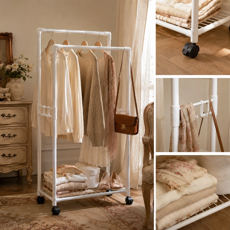 PERCHERO PLEGABLE METALICO ARMONIA PARA ROPA 120 CM BLANCO 027 - 2