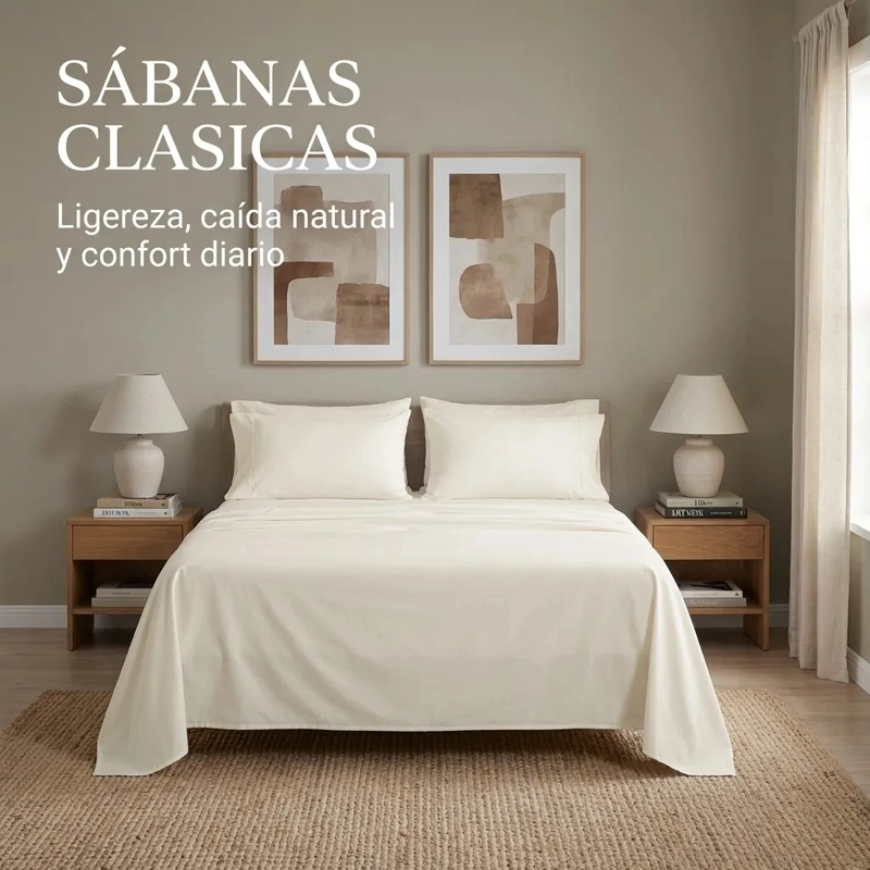 JUEGO DE SABANAS CREMA 2 PLAZAS 4 PIEZAS 044 DISEÑO MODERNO - 3