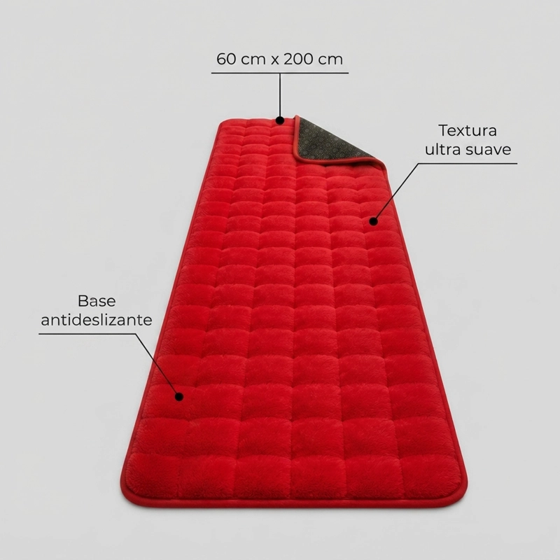ALFOMBRA PASILLERA PELUDA BAJADA DE CAMA - ROJO 602 ALTA DURABILIDAD - 10