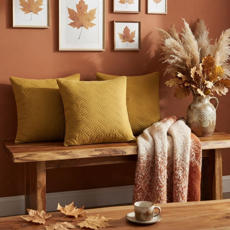 FUNDA DECORATIVA PLUSH AMARILLO TEXTURIZADA PACK DE 3 046 CALIDAD PREMIUM - 5