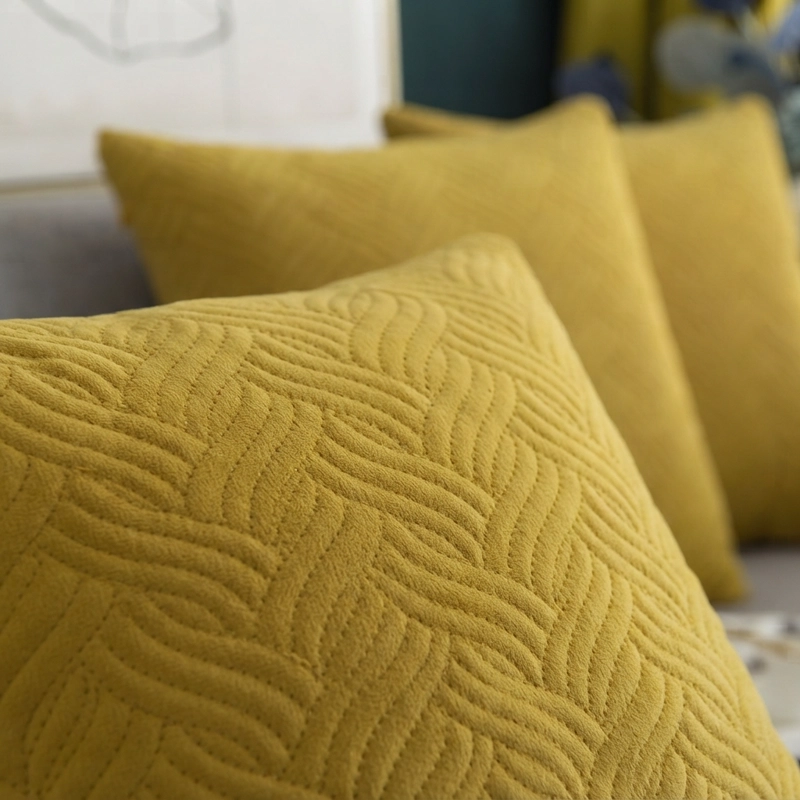 FUNDA DECORATIVA PLUSH AMARILLO TEXTURIZADA PACK DE 3 046 ESTILO UNICO - 8