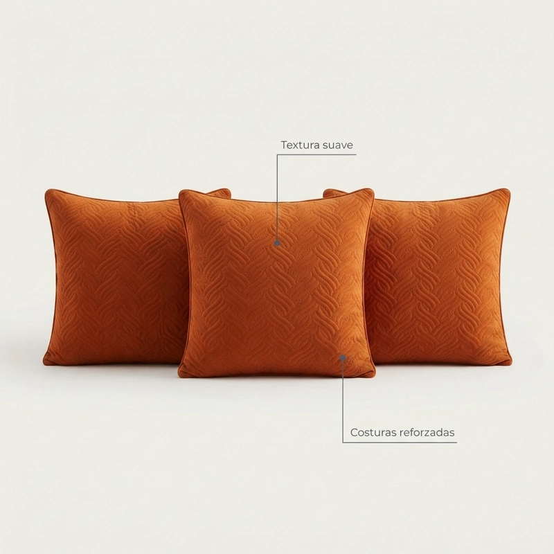 FUNDAS DECORATIVAS TEXTURIZADAS PLUSH NARANJO PACK DE 3 UNIDADES 046 - 6