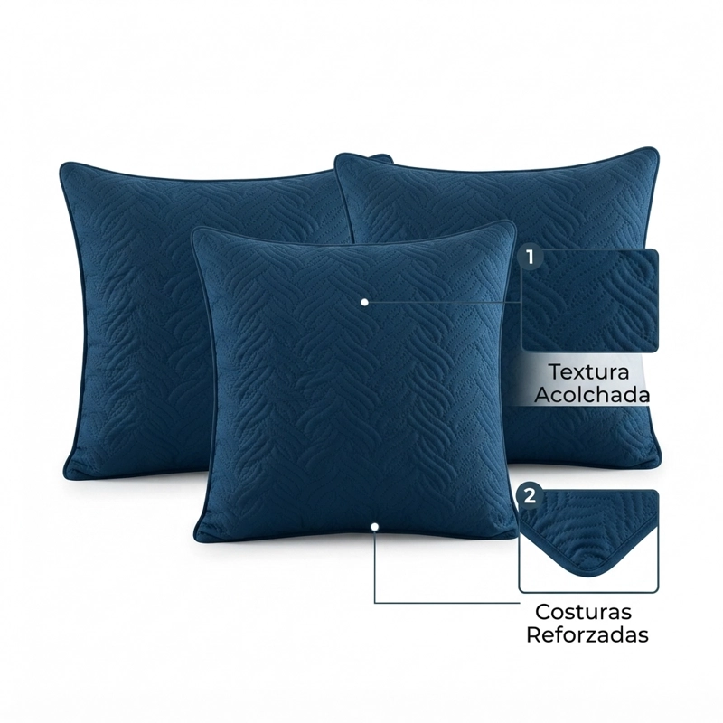 FUNDA DECORATIVA PLUSH AZUL TEXTURIZADA PACK DE 3 046 VERSATIL - 5