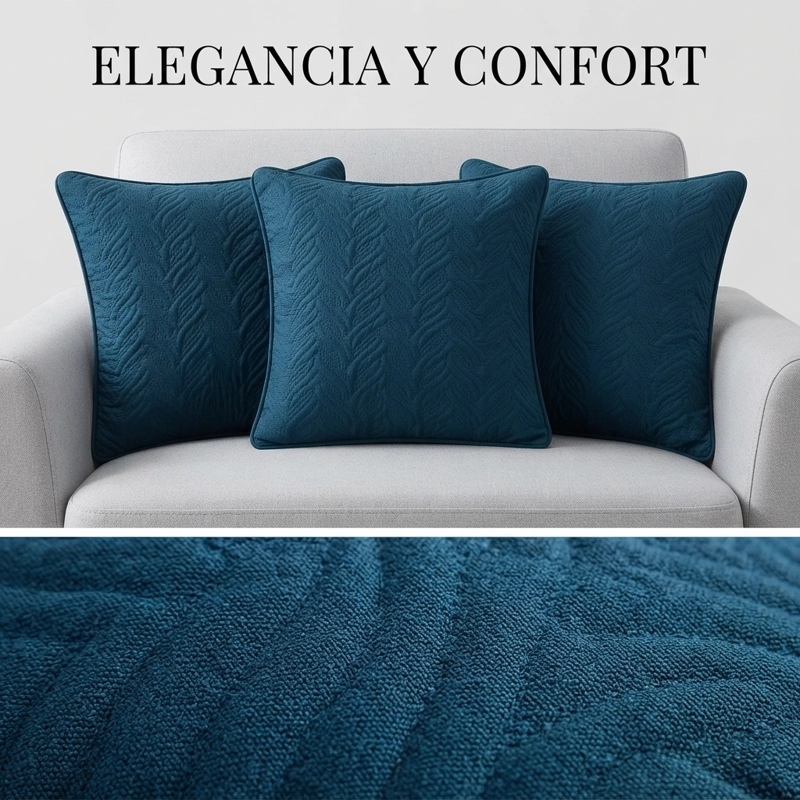 FUNDA DECORATIVA PLUSH AZUL TEXTURIZADA PACK DE 3 046 VERSATIL - 7