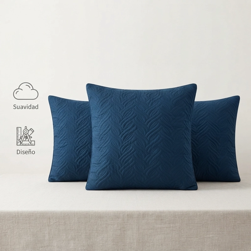 FUNDA DECORATIVA PLUSH AZUL TEXTURIZADA PACK DE 3 046 - 4