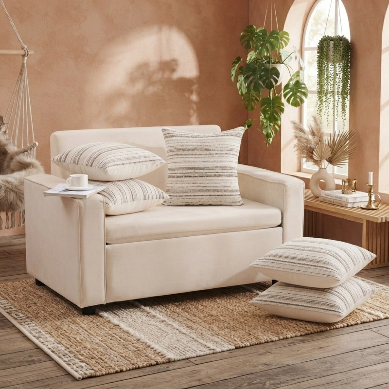 FUNDAS DECORATIVA DE COJIN ESTILO RUSTICO MODERNO CAFE  SET 5  806 VERSATIL - 1