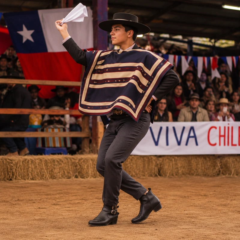 ZAPATO DE HUASO NEGRO JUVENIL DOBLE HEBILLA Y CIERRE MODELO 7604 - 1