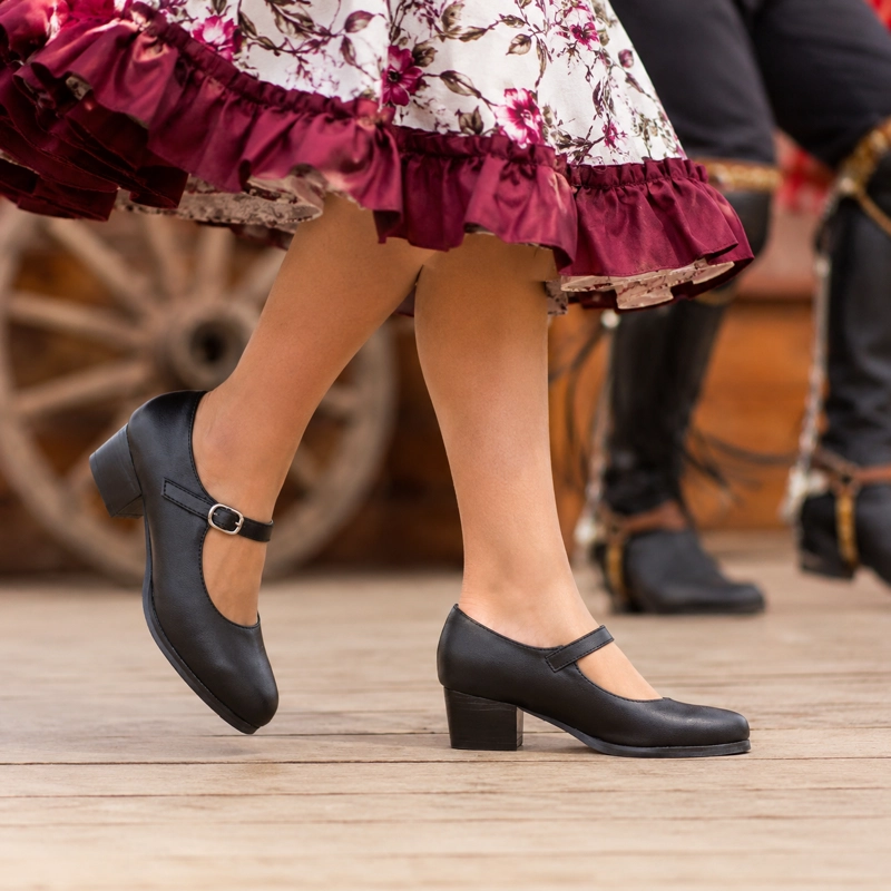 ZAPATO MUJER CUECA NEGRO TRADICIONAL ARMONIA 7292 - 3