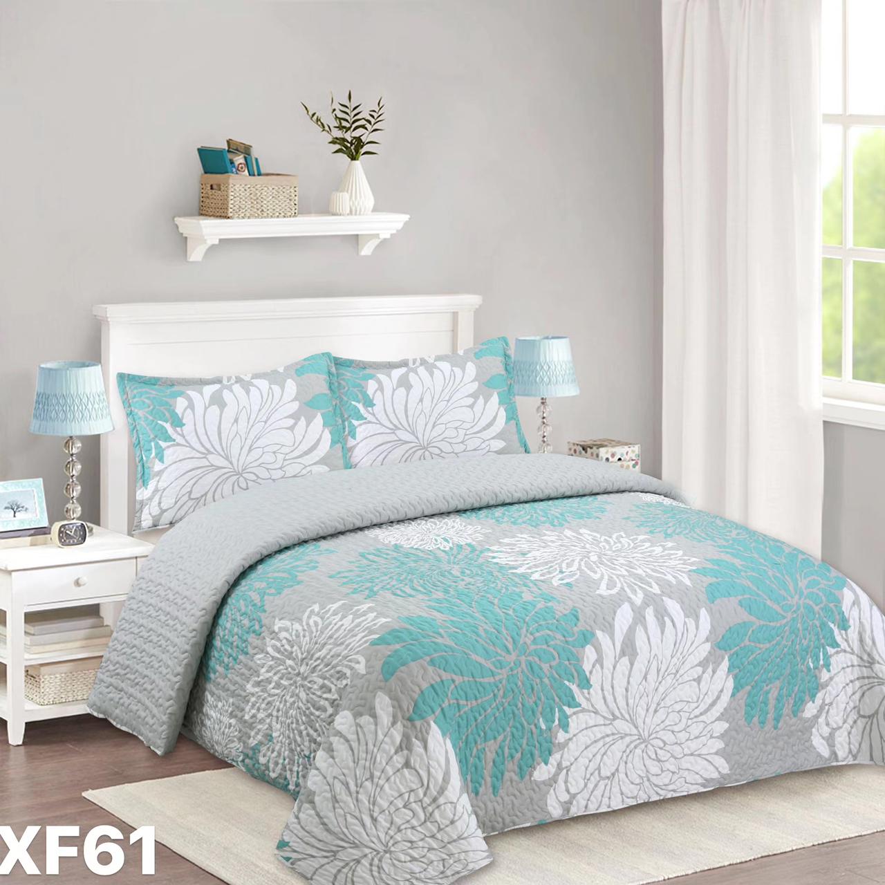 CUBRECAMA QUILT VERANO 1.5 PLAZAS - GRIS RAMAS XF61 - 1