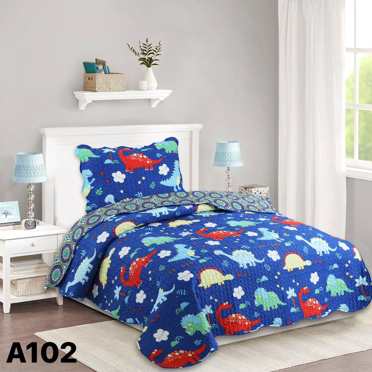 CUBRECAMA QUILT VERANO 1.5 PLAZAS - MUNDO DINOSAURIO A102 - 1