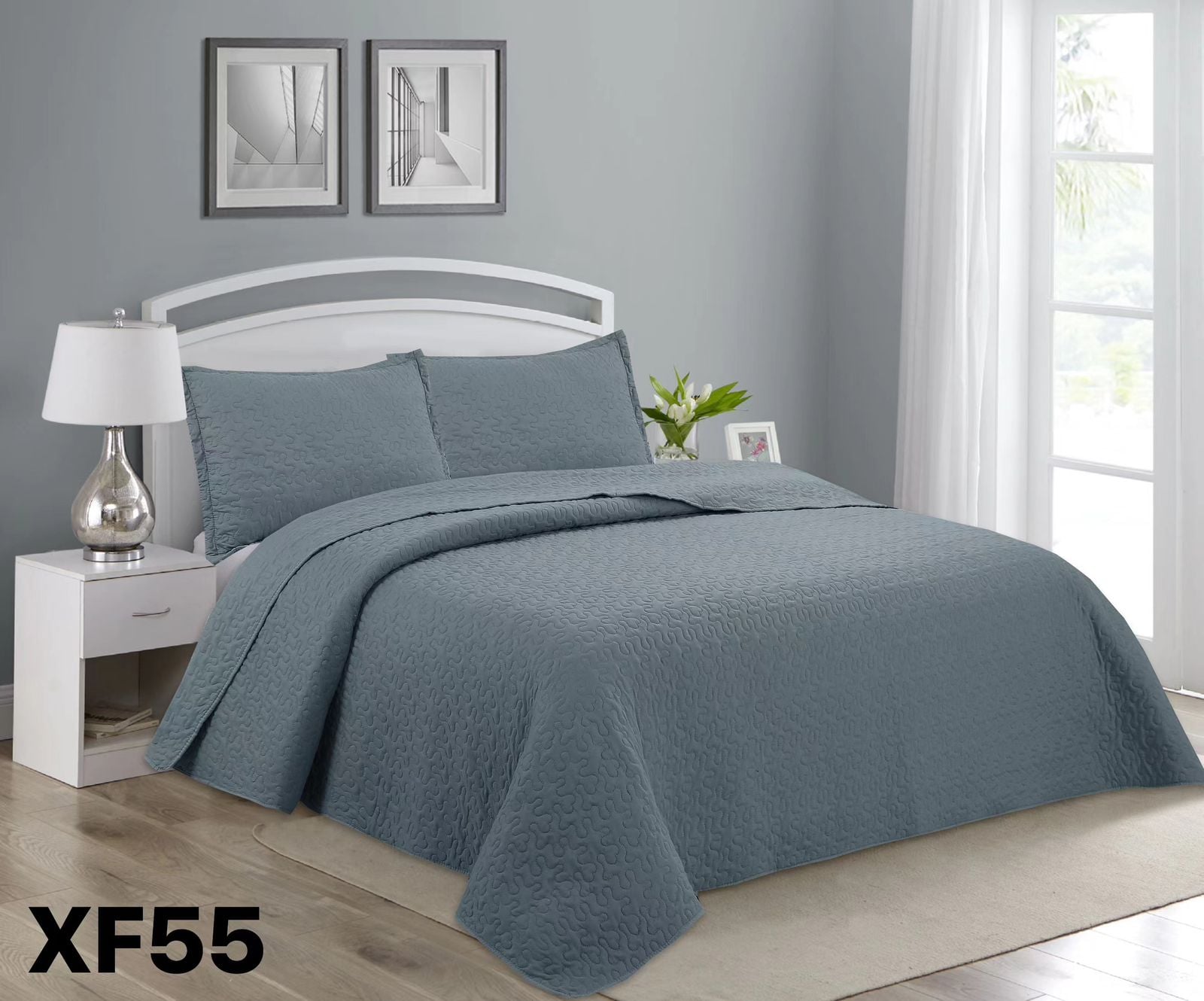 CUBRECAMA QUILT VERANO 1.5 PLAZAS - GRIS XF55 - 1