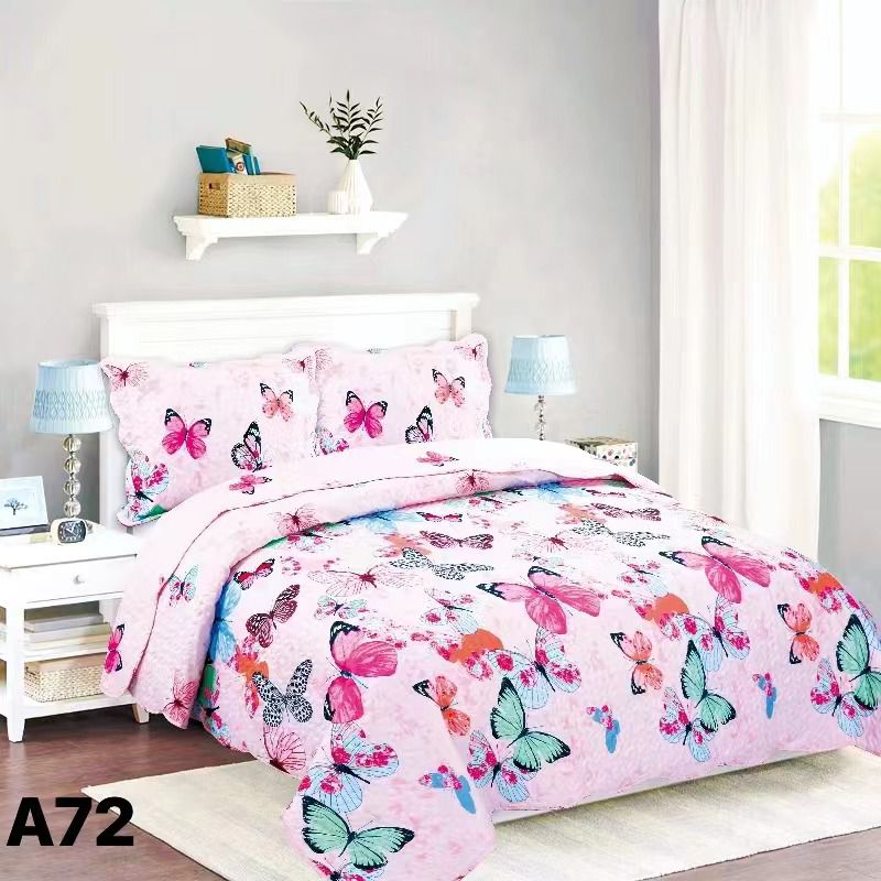 CUBRECAMA QUILT VERANO 2 PLAZAS - ROSADO MARIPOSA XF79 - 1