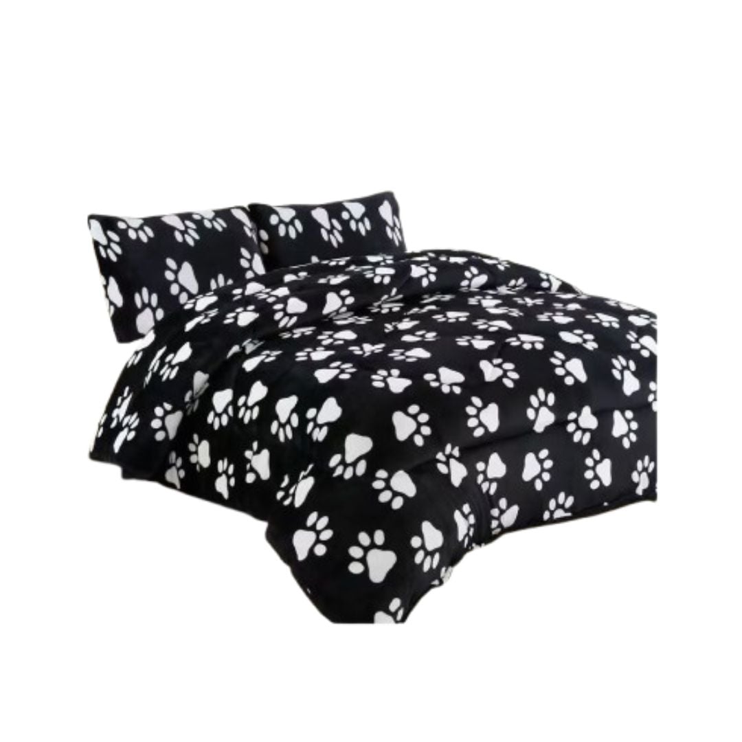 COBERTOR 2 PLAZAS NEGRO CHIPORRO PLUSH PATITAS M1526 - 1