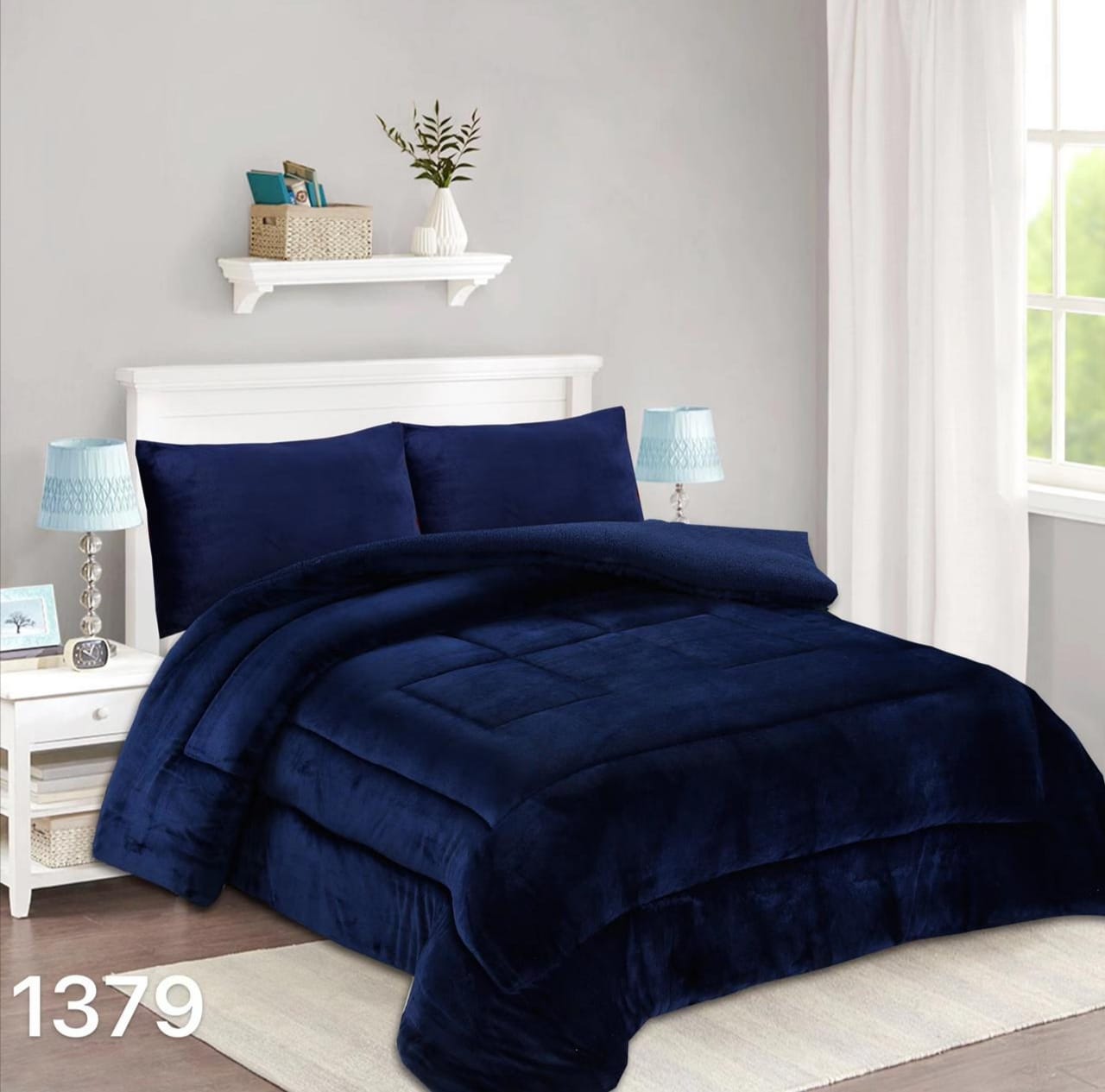 COBERTOR CHIPORRO KING - AZUL MARINO M1379 - 1