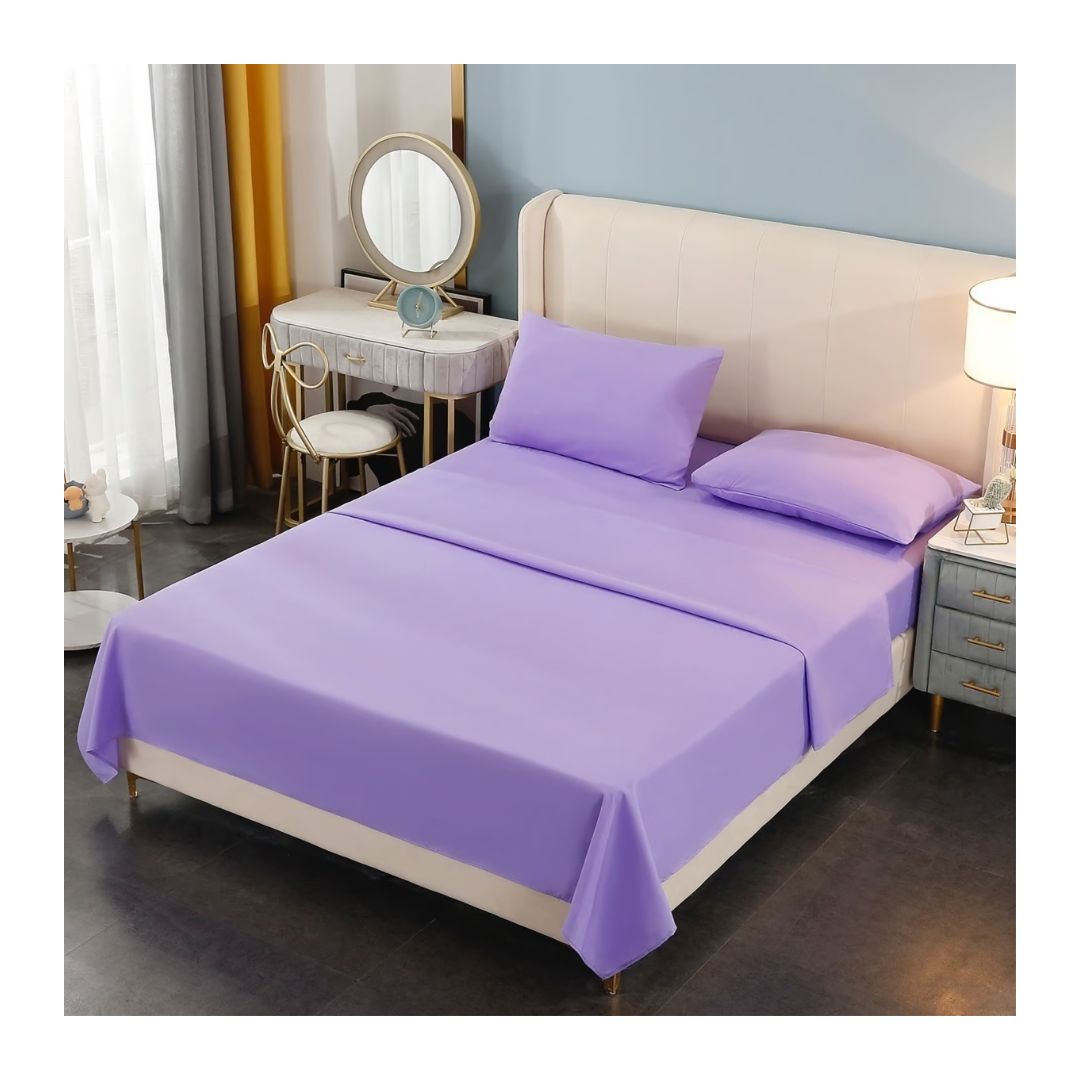 SET SÁBANAS 2 PLAZAS 200 HILOS LILA LISO - 1