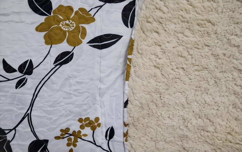 CUBRECAMA 1.5 PLAZA BLANCO QUILT SHERPA HOJAS DORADAS M925 - 6