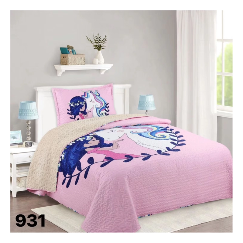 CUBRECAMA 1.5 PLAZA ROSADO QUILT SHERPA PRINCESA ANASTASIA M931 - 1