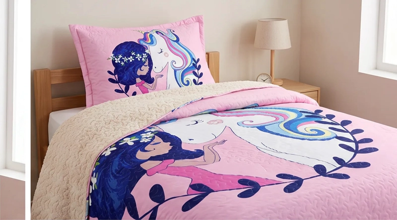 CUBRECAMA 1.5 PLAZA ROSADO QUILT SHERPA PRINCESA ANASTASIA M931 - 2