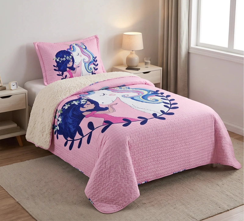 CUBRECAMA 1.5 PLAZA ROSADO QUILT SHERPA PRINCESA ANASTASIA M931 - 4