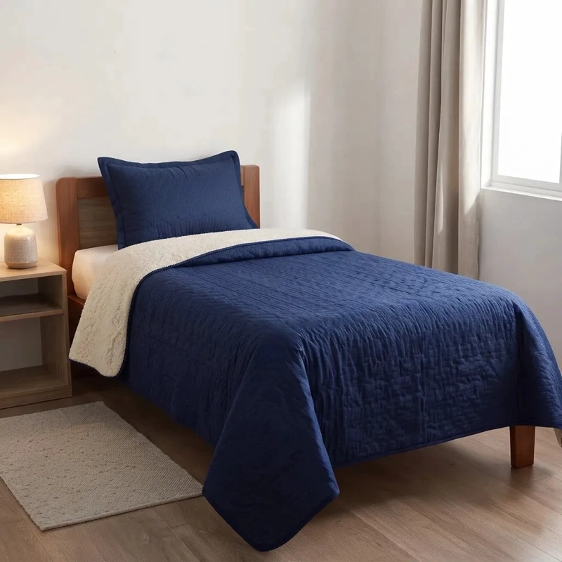 CUBRECAMA 1.5 PLAZA AZUL QUILT SHERPA M922 - 4