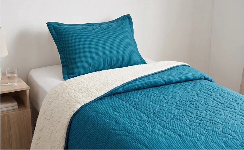 CUBRECAMA 1.5 PLAZA VERDE PETROLEO QUILT SHERPA M920 - 2