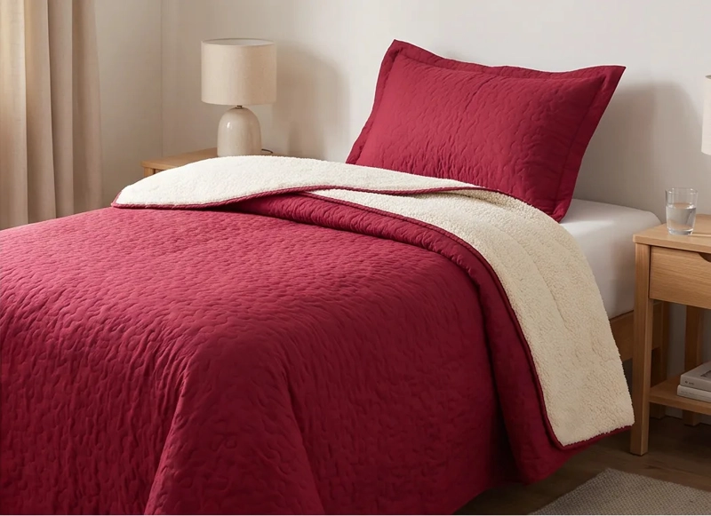 CUBRECAMA 1.5 PLAZA ROJO QUILT SHERPA M921 - 2