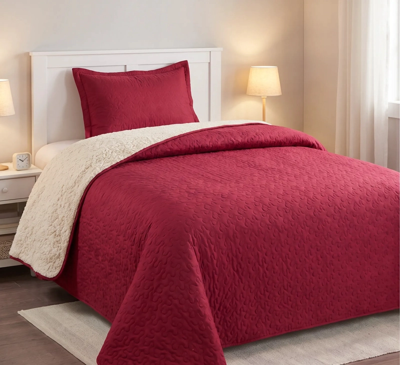CUBRECAMA 1.5 PLAZA ROJO QUILT SHERPA M921 - 4