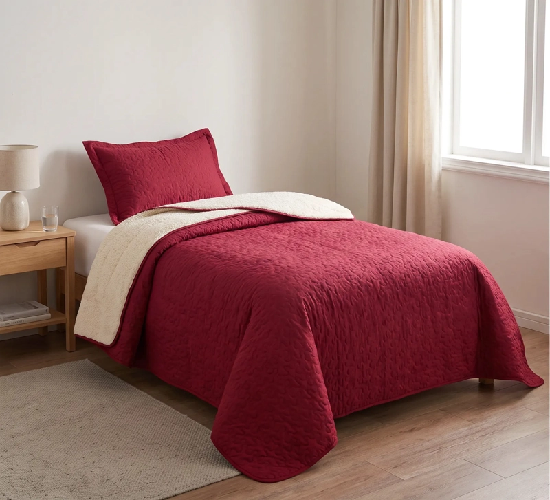 CUBRECAMA 1.5 PLAZA ROJO QUILT SHERPA M921 - 5