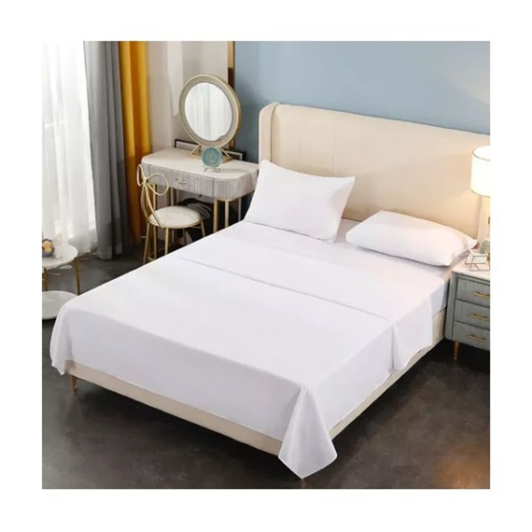SET SÁBANAS 1.5 PLAZAS 144 HILOS BLANCO LISO - 1