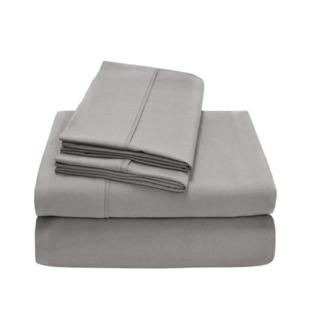 SET SÁBANAS 2 PLAZAS 144 HILOS GRIS LISO - 1