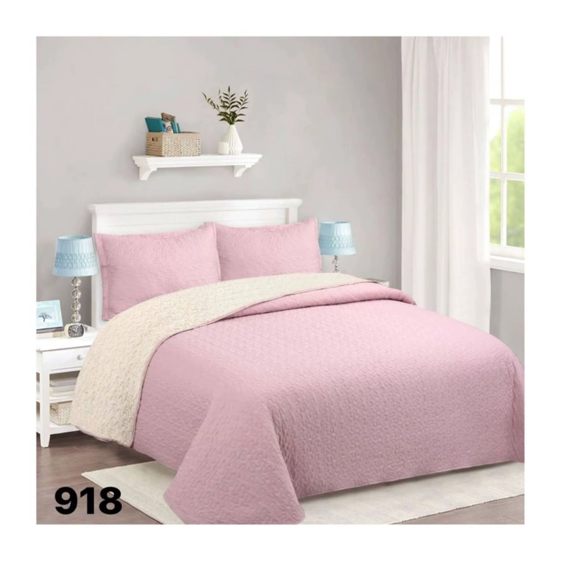CUBRECAMA 1.5 PLAZAS PALO ROSA QUILT SHERPA M918 - 1