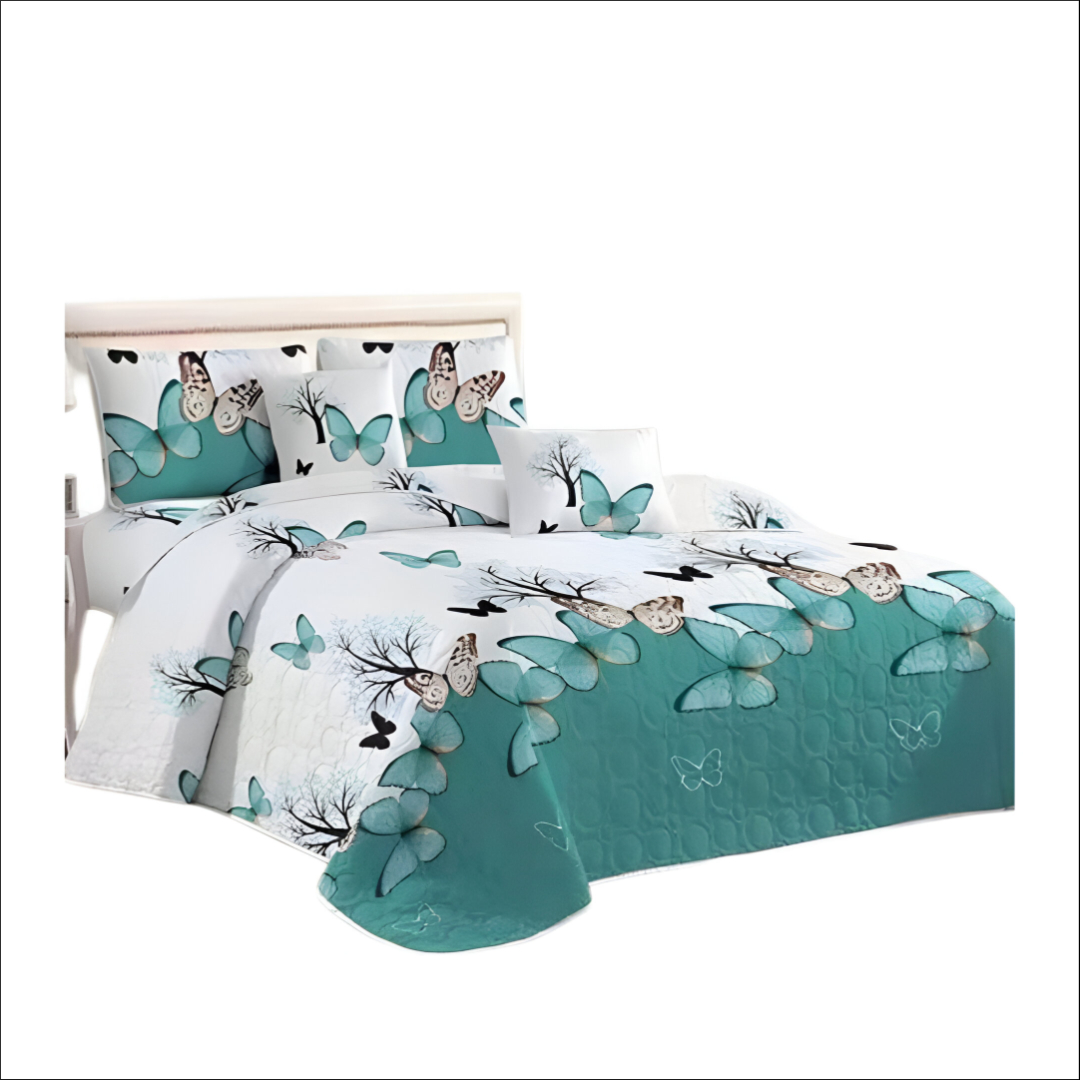 CUBRECAMA BLANCO QUILT VERANO 2 PLAZAS MUNDO MARIPOSAS CALIPSO YC620 - 1