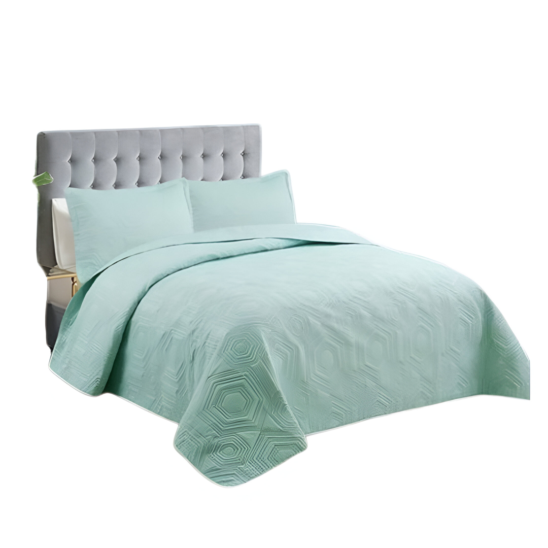 CUBRECAMA VERDE CLARO QUILT VERANO 2 PLAZAS - 1