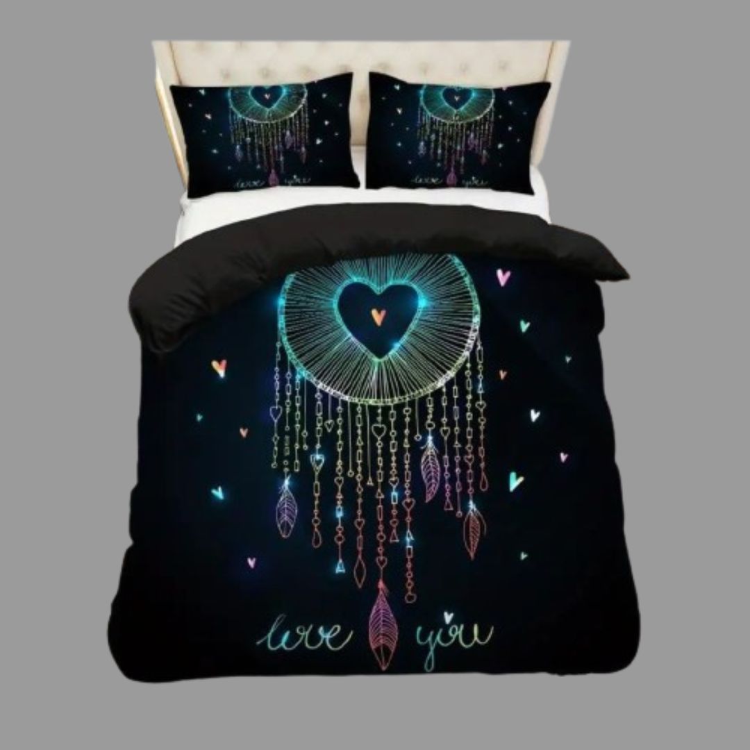 CUBRECAMA AZUL MARINO QUILT VERANO 2 PLAZAS LOVE YOU Y001 - 1