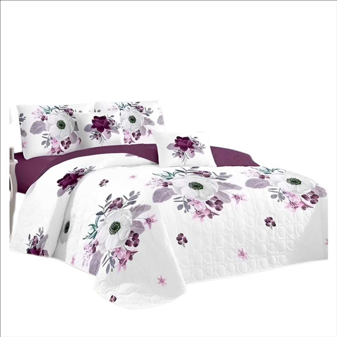 CUBRECAMA BLANCO QUILT VERANO KING ROSAS BLANCAS KFL109 - 1
