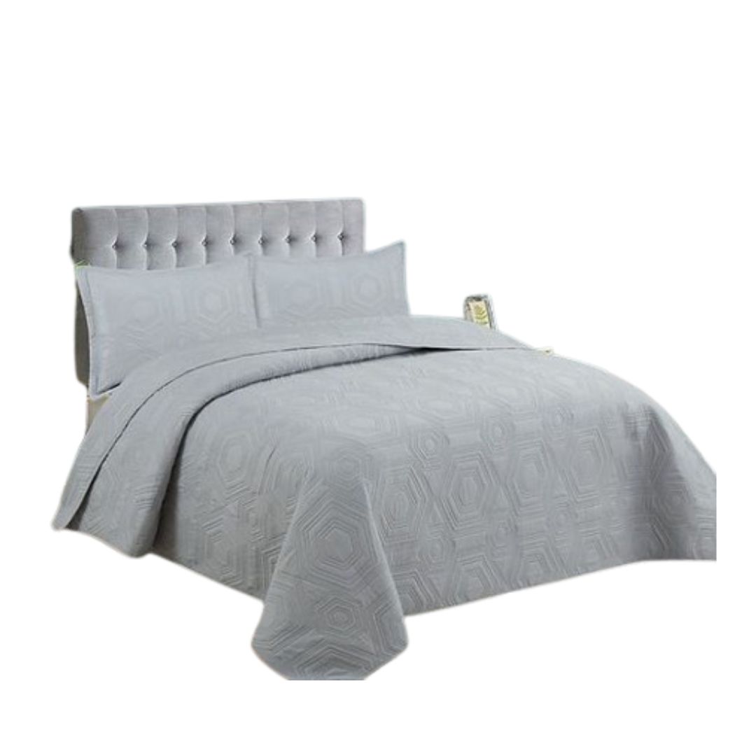 CUBRECAMA GRIS QUILT KING VERANO LISO - 1