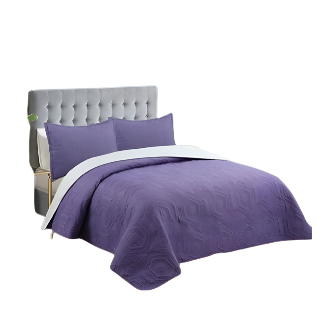CUBRECAMA LILA QUILT KING VERANO LISO - 1