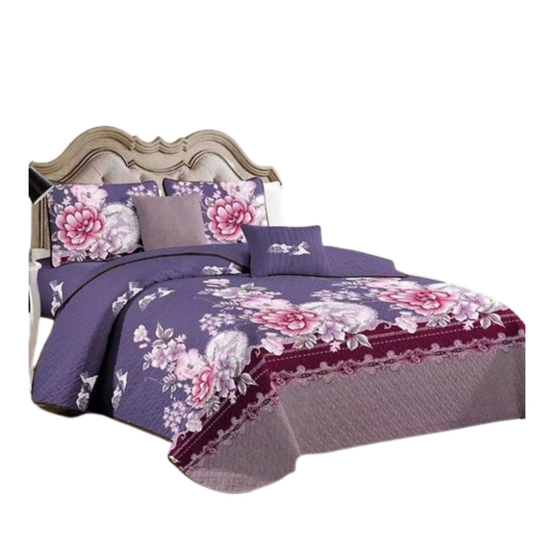 CUBRECAMA MORADO QUILT KING VERANO ROSAS FLH840 - 1