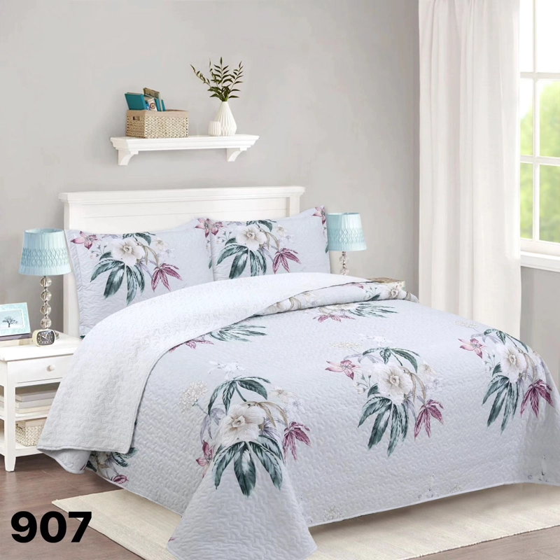 CUBRECAMA 2 PLAZAS CREMA SHERPA QUILT ROSAS BLANCAS M907 - 5