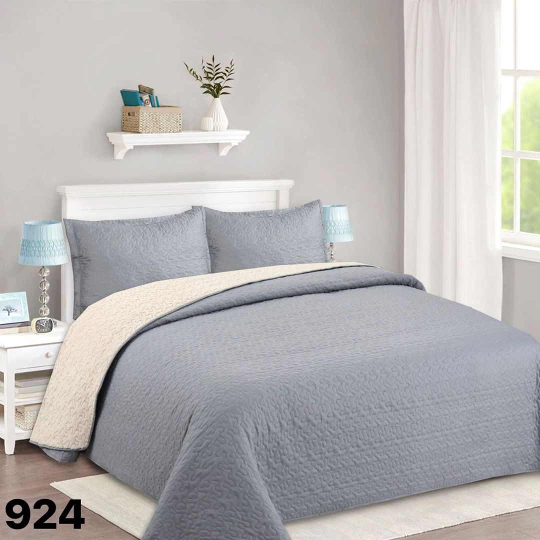 CUBRECAMA 2 PLAZAS GRIS SHERPA QUILT M924 - 1