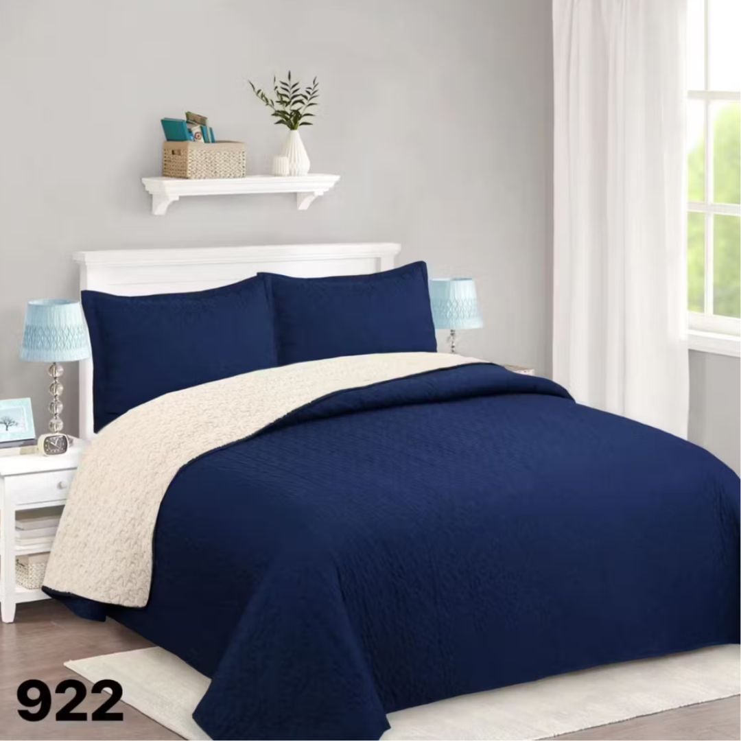 CUBRECAMA 2 PLAZAS AZUL SHERPA QUILT M922 - 1