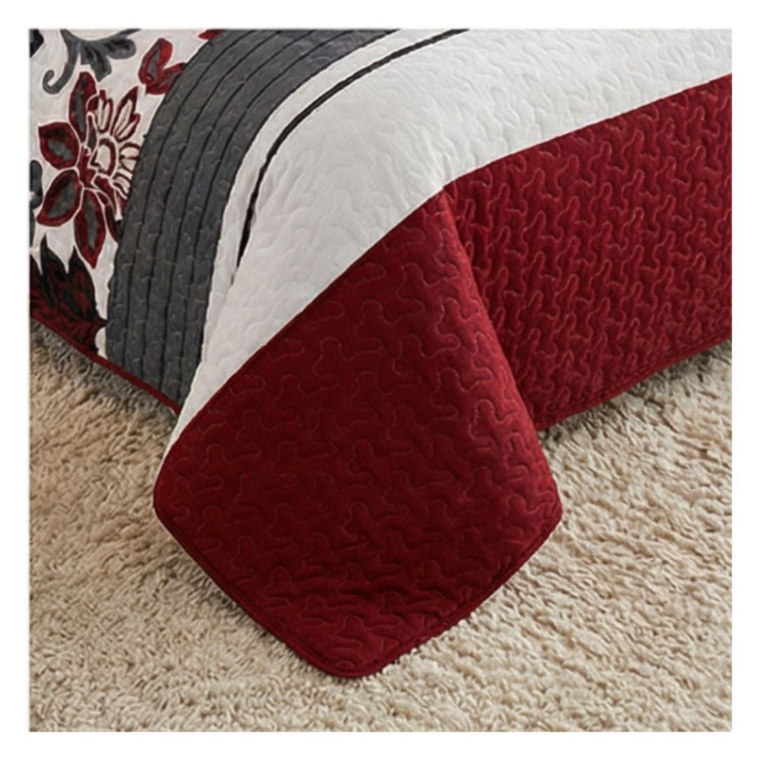 CUBRECAMA BURDEO SHERPA QUILT KING HOJAS M908 - 3