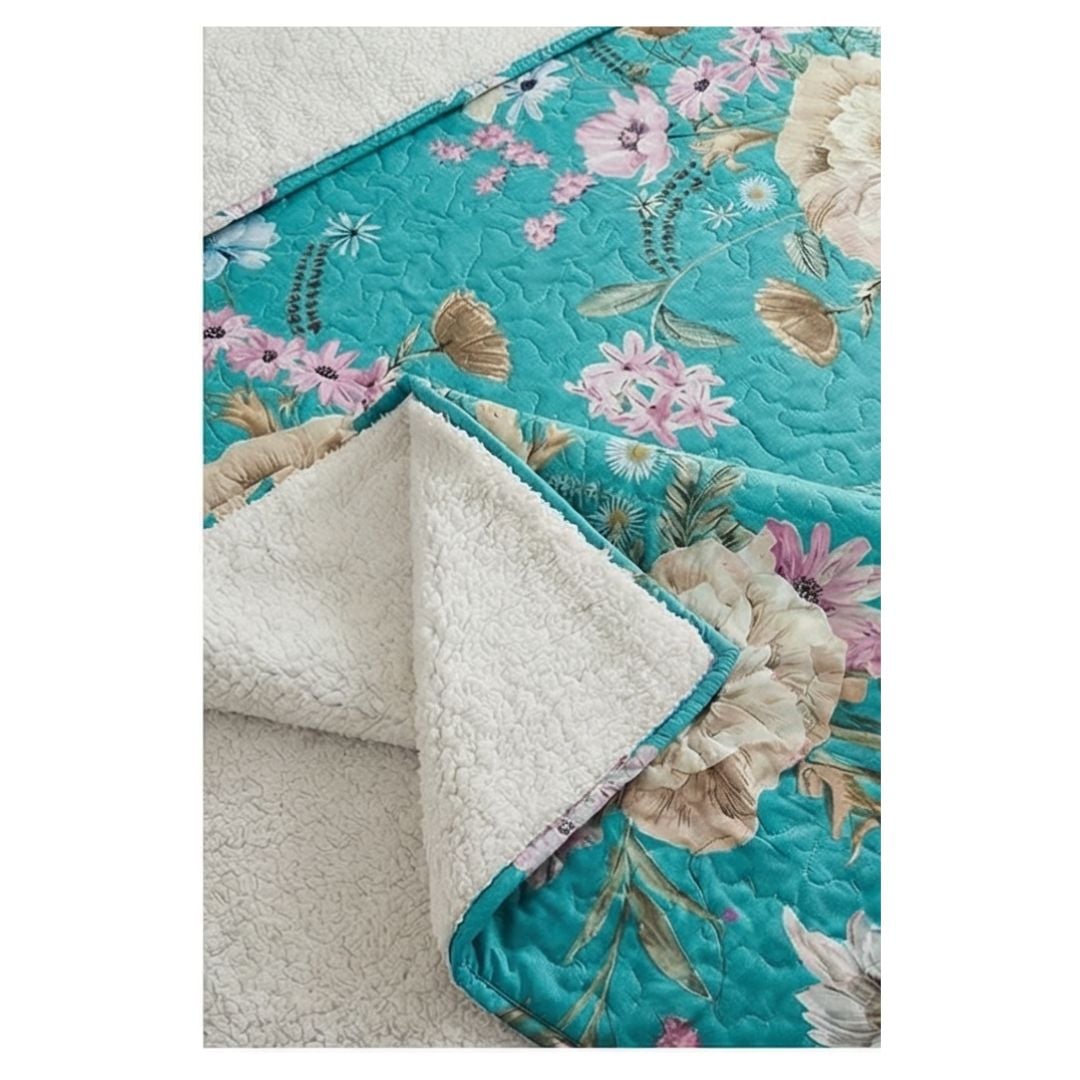 CUBRECAMA CELESTE QUILT SHERPA KING FLORES M915 - 2
