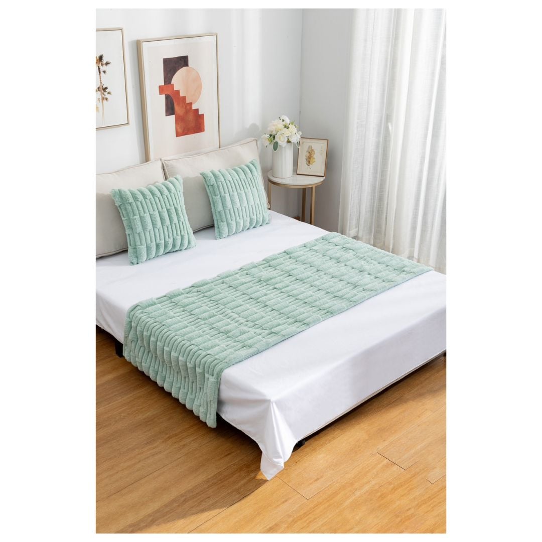 PIECERA PELUDA FUNDAS 210 X 70 CM VERDE - 1